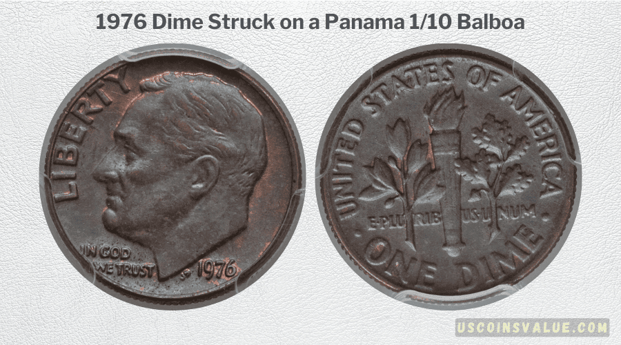 1976 Dime Struck on a Panama