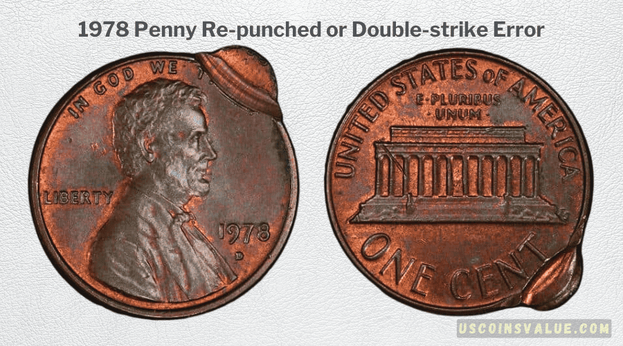1978 Penny Re-punched or Double-strike Error