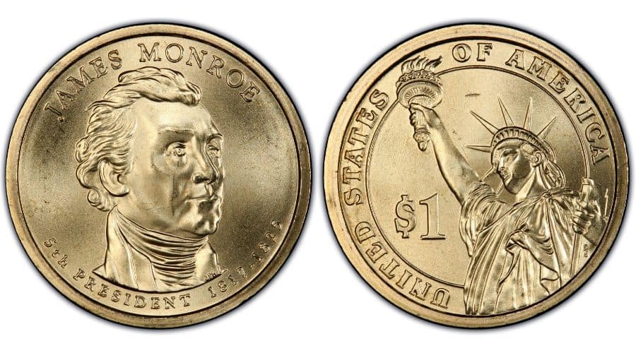 2008 $1 James Monroe Missing Edge Lettering (Special Strike)