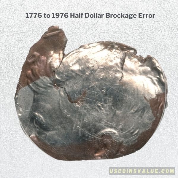 1776 to 1976 Half Dollar Struck Through a Metal Fragment