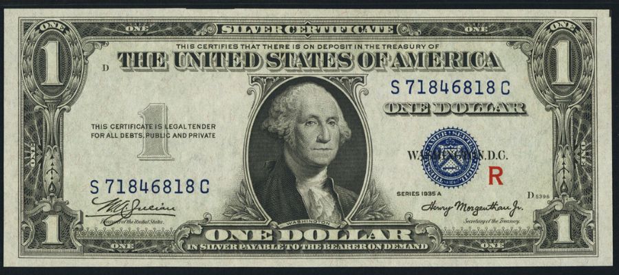 1935-A Experiment R Dollar Bill