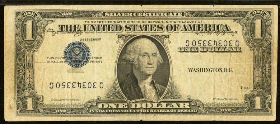1935 Dollar Bill Inverted Third Printing Error