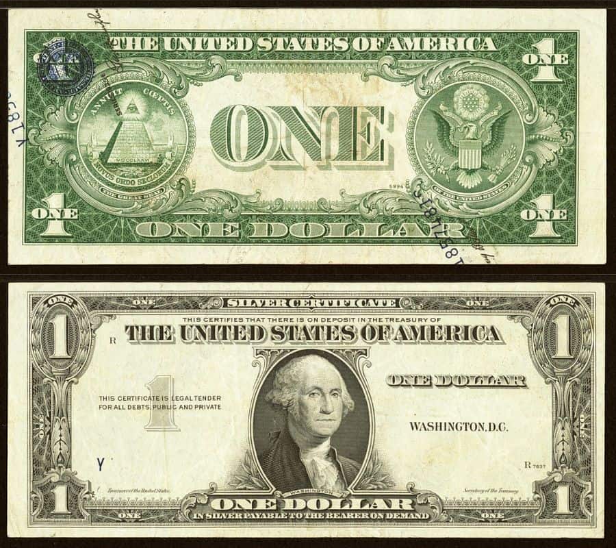 1935 Dollar Bill Printed Fold-over Error