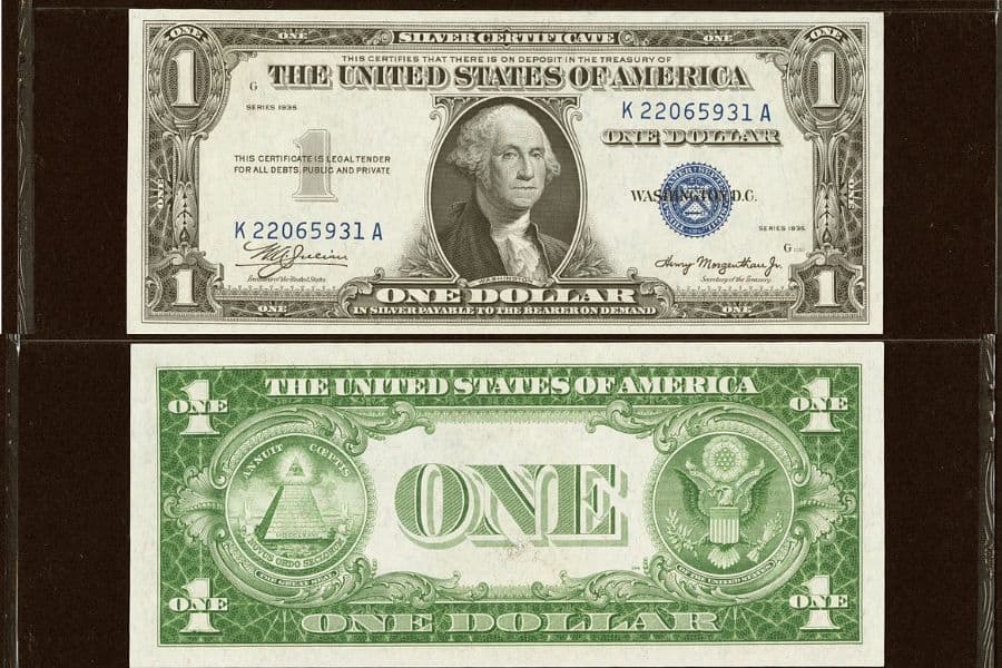 1935 silver certificate dollar bill
