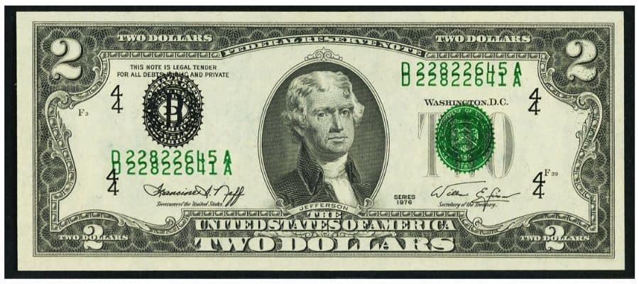 1976 $2 Bill Double Overprint Error