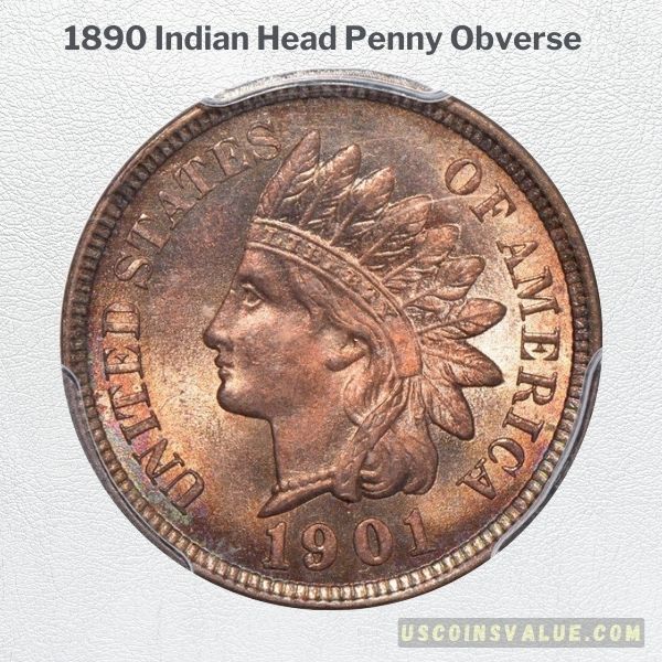 1890 Indian Head Penny Obverse