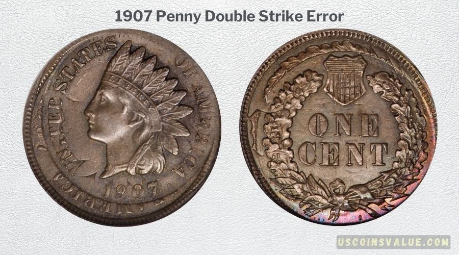 1907 Penny Double Strike Error