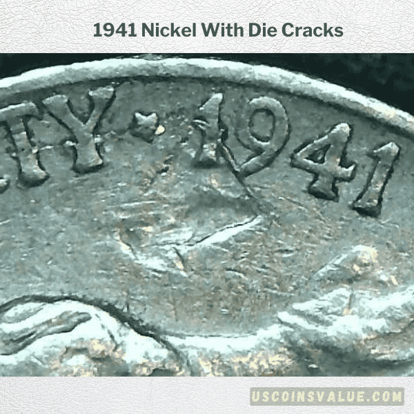 1941 Nickel With Die Cracks