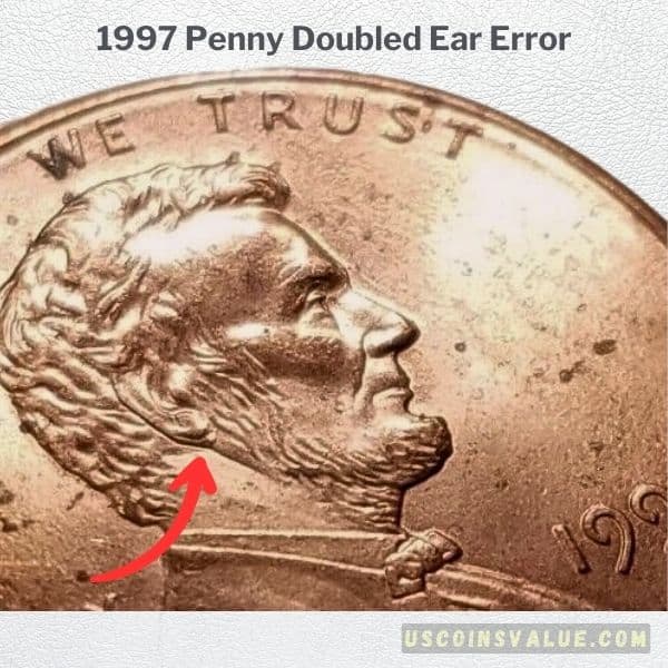 1997 Penny Doubled Ear Error