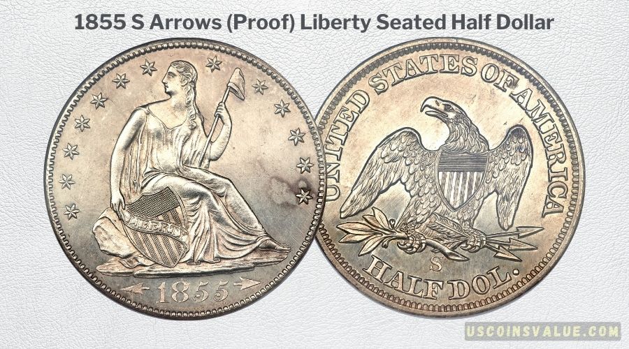 1855 S Arrows (Proof) Liberty Seated Half Dollar
