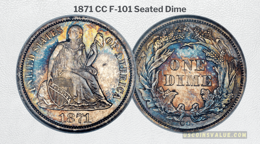 1871 CC F-101 Seated Dime