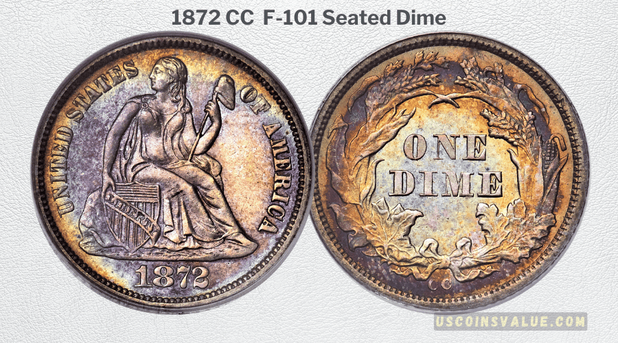 1872 CC F-101 Seated Dime