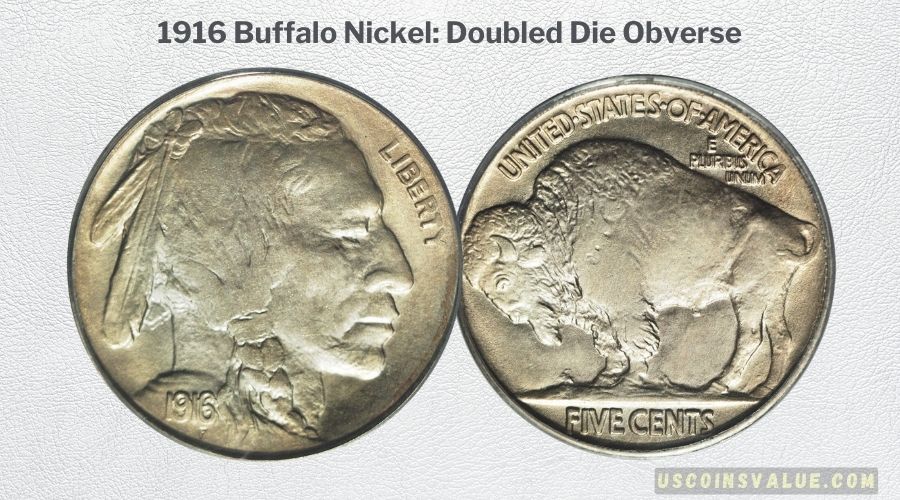 1916 Buffalo Nickel: Doubled Die Obverse