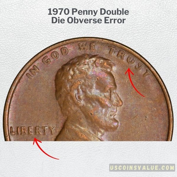 1970 Penny Double Die Obverse Error