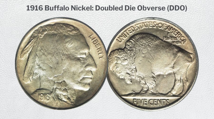 1916 Buffalo Nickel Doubled Die Obverse (DDO)