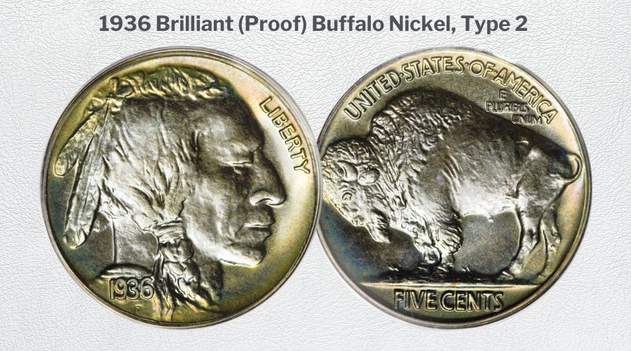 1936 Brilliant (Proof) Buffalo Nickel, Type 2