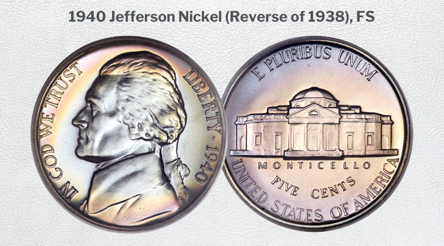 1940 Jefferson Nickel (Reverse of 1938), FS
