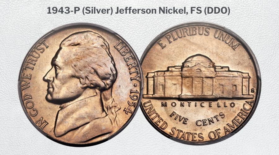 1943-P (Silver) Jefferson Nickel, FS (DDO)