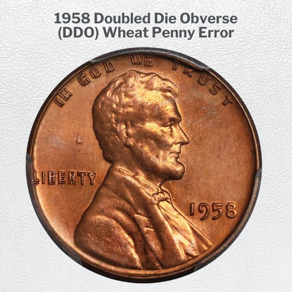 1958 Doubled Die Obverse (DDO) Wheat Penny Error