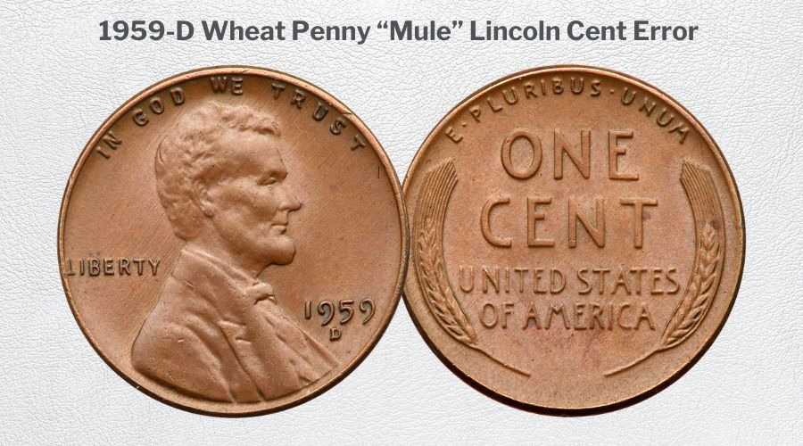 1959-D Wheat Penny “Mule” Lincoln Cent Error