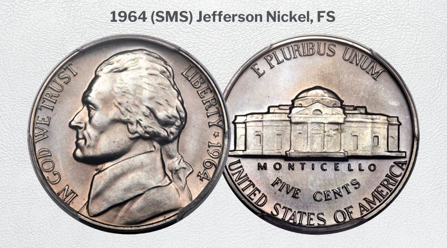 1964 (SMS) Jefferson Nickel, FS