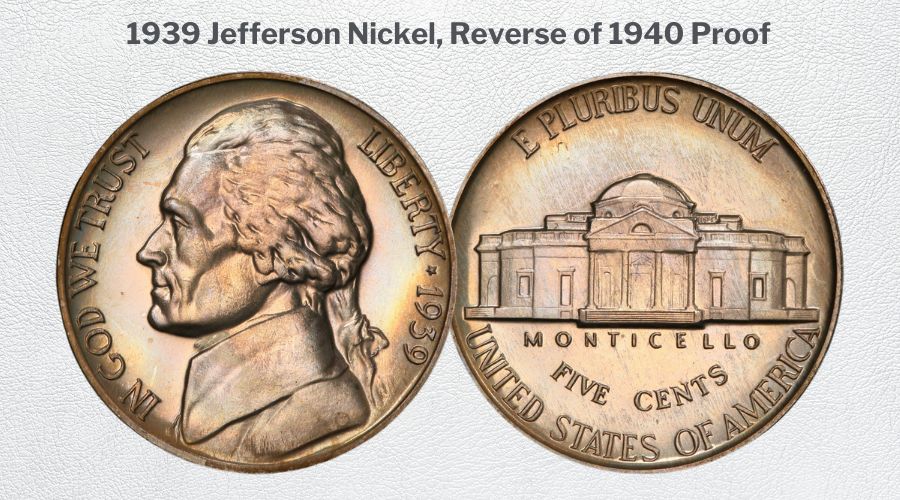 1939 Jefferson Nickel, Reverse of 1940 Proof